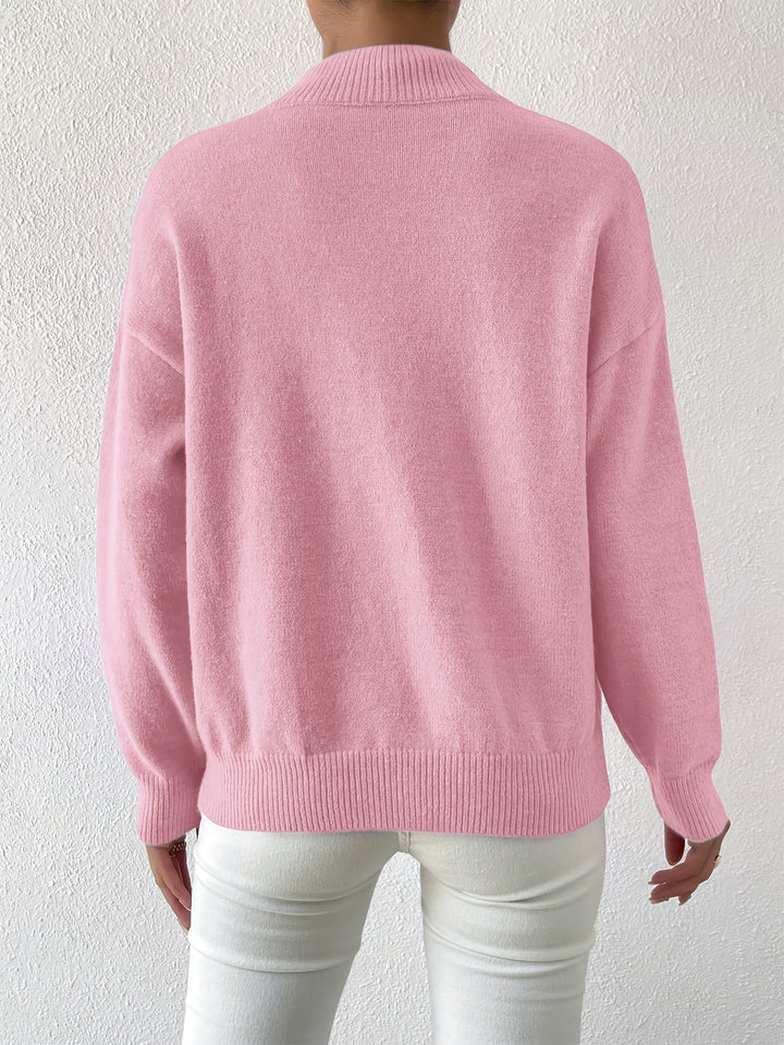 Geneviève | Pull Élégant Col Montant Épaules Tombantes