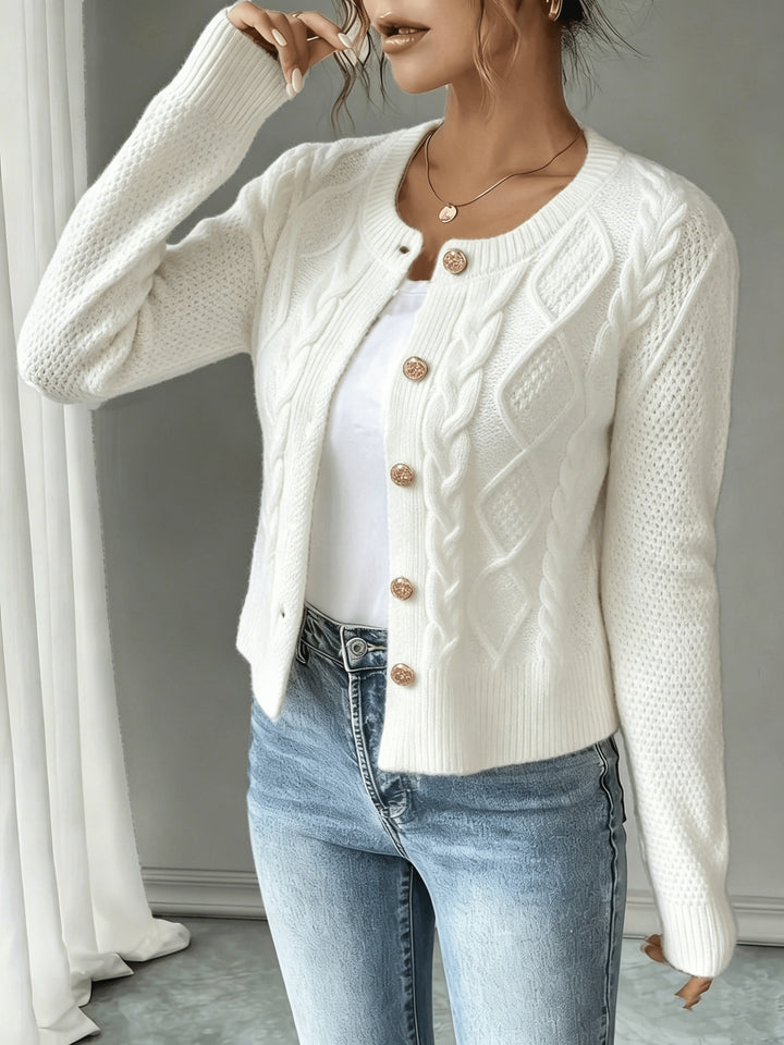 Ariane | Gilet Torsadé à Boutons Dorés