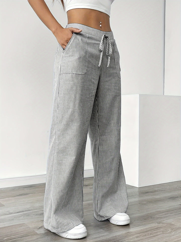 Solène | Pantalon Large à Rayures Fines