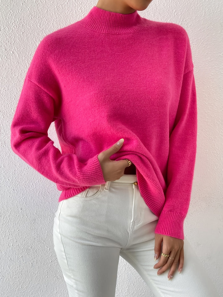 Geneviève | Pull Élégant Col Montant Épaules Tombantes