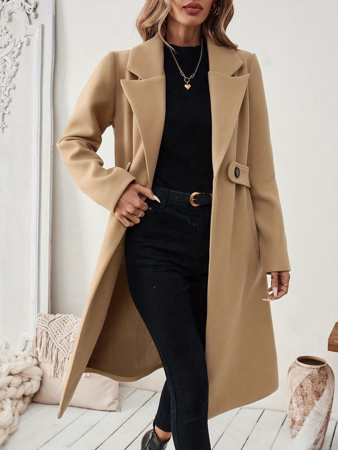 Cécile | Manteau Long Ceinturé Élégant