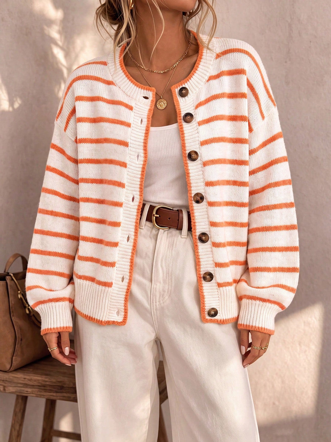 Mireille | Gilet Rayé Boutonné