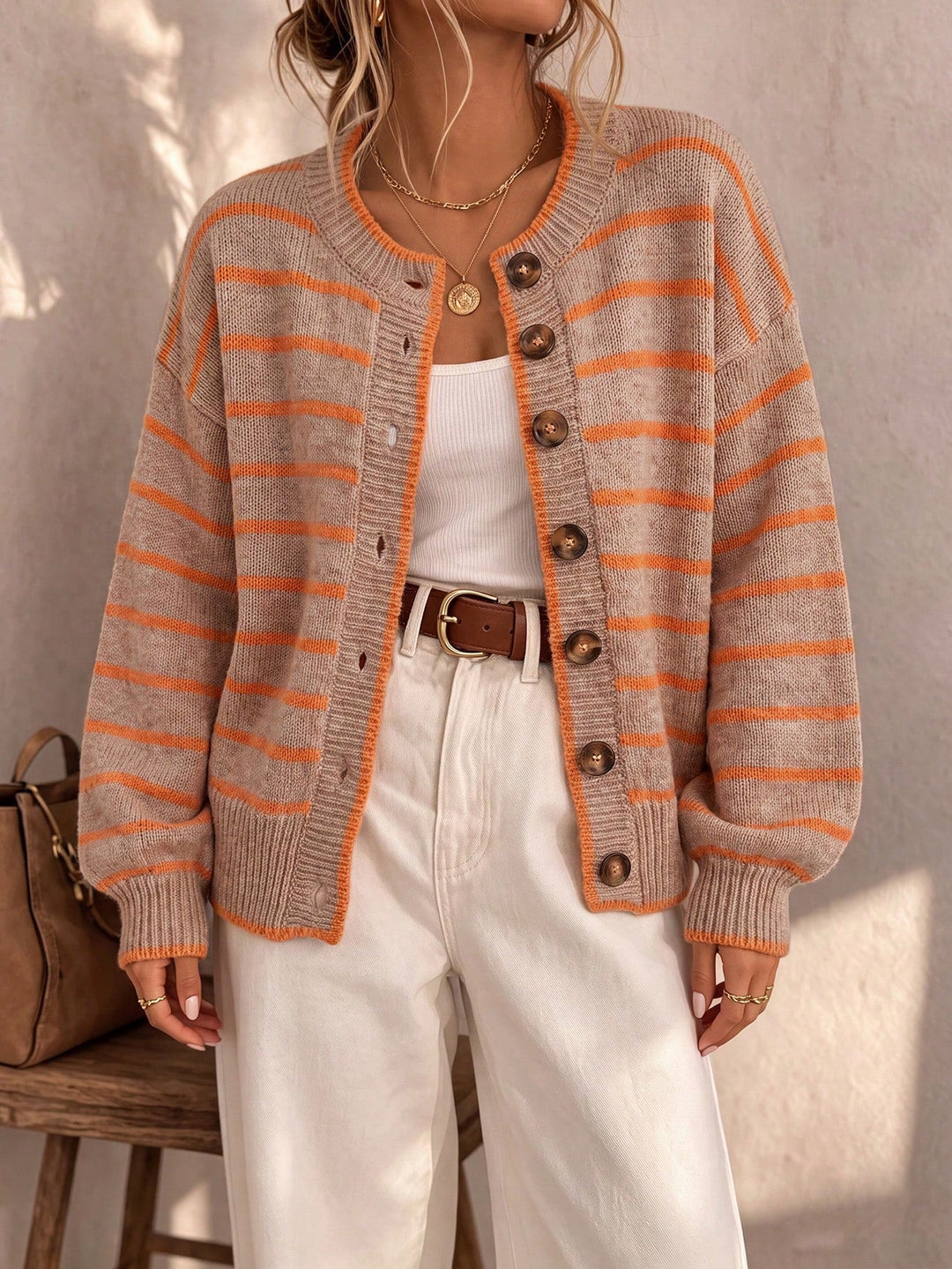 Mireille | Gilet Rayé Boutonné