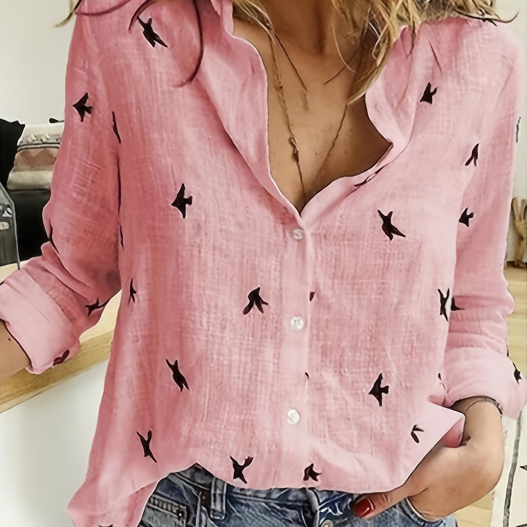 Aline | Chemise Fluide à Imprimé Oiseaux