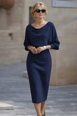 Agathe | Robe Drapée à Manches Chauve-Souris