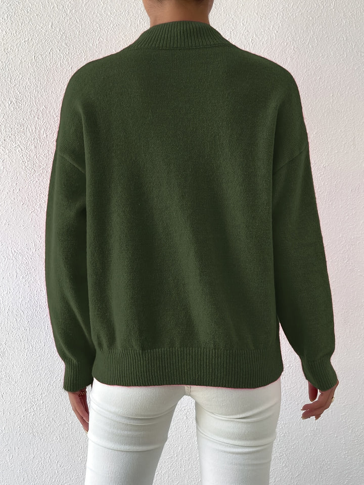Geneviève | Pull Élégant Col Montant Épaules Tombantes