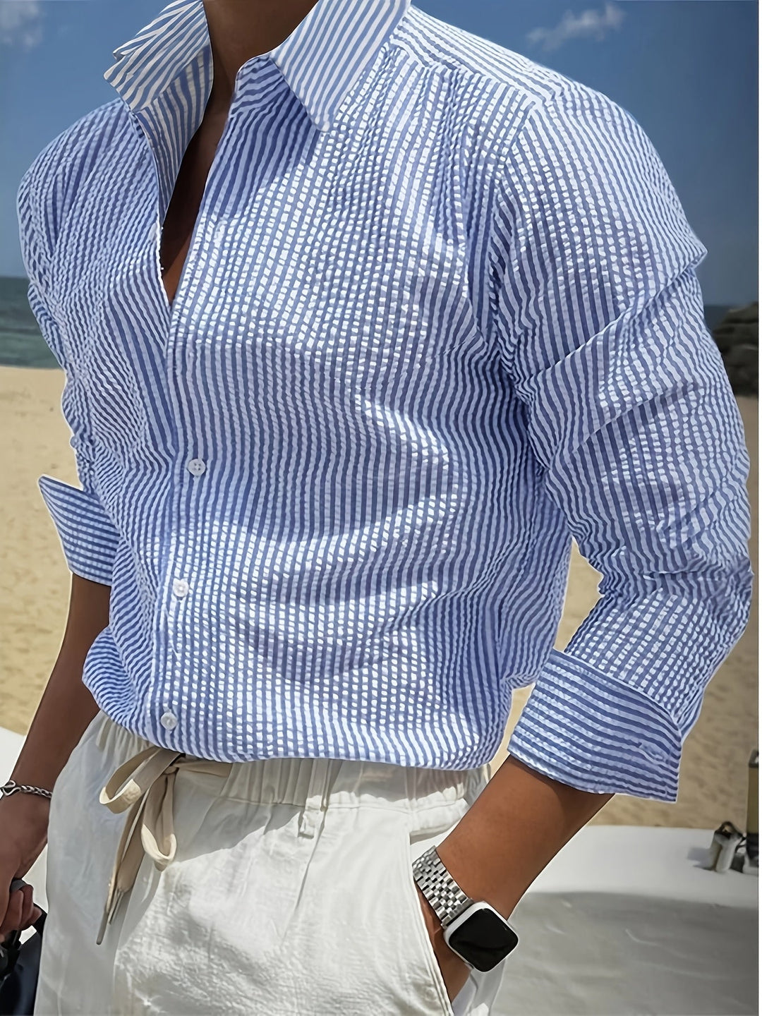 Julien | Chemise Rayée à Manches Longues