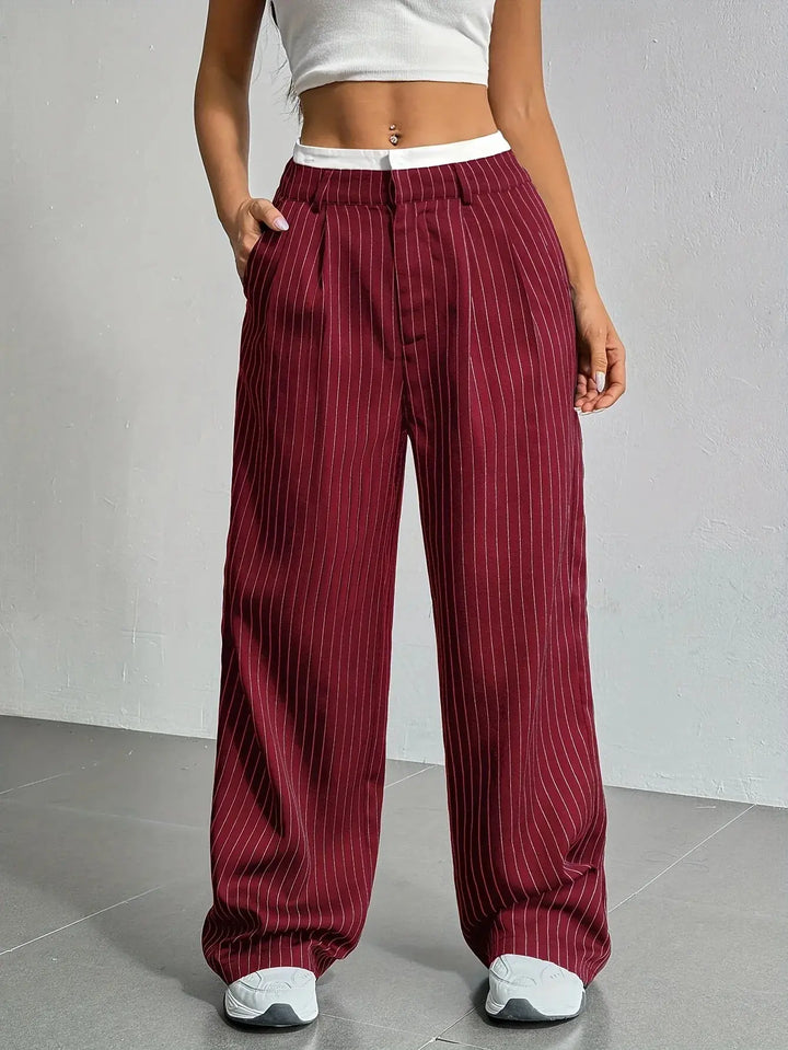 Odette | Pantalon Large à Fines Rayures