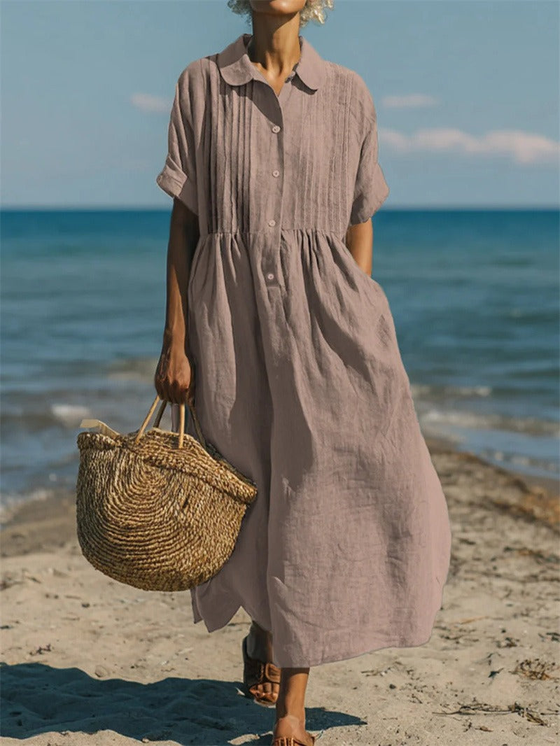 Bérénice | Robe Longue Chemise à Col