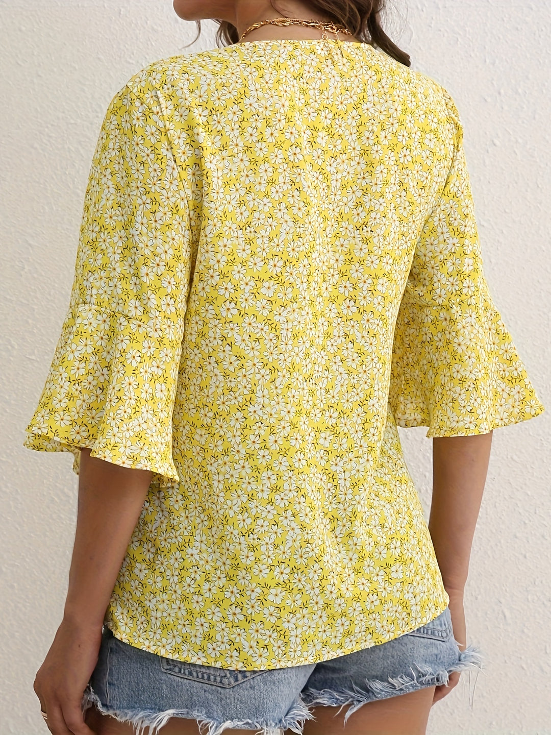 Armance | Blouse Fleurie à Manches Volantées