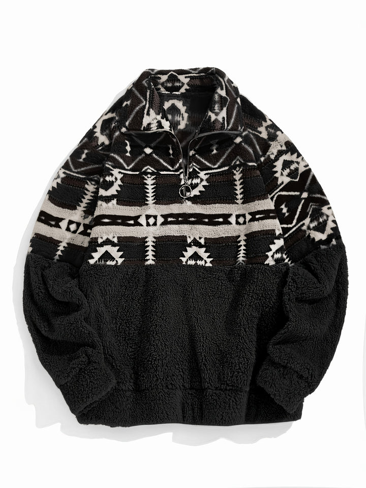 Léonie | Sweat Chaleureux à Demi-Zip et Motif Géométrique