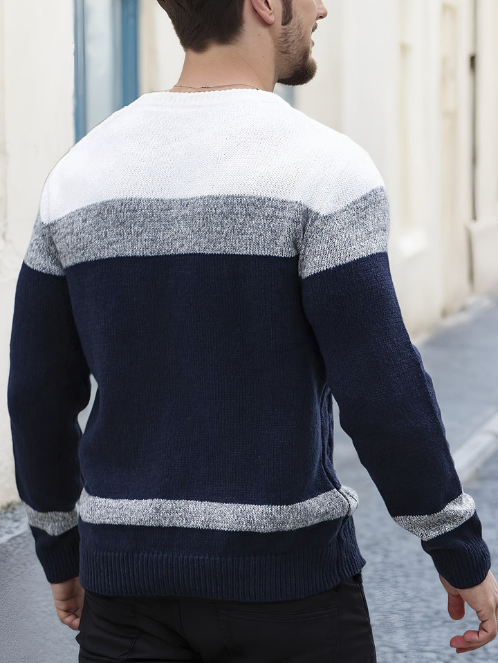 Aurélien | Pull Maille Torsadée Colorblock