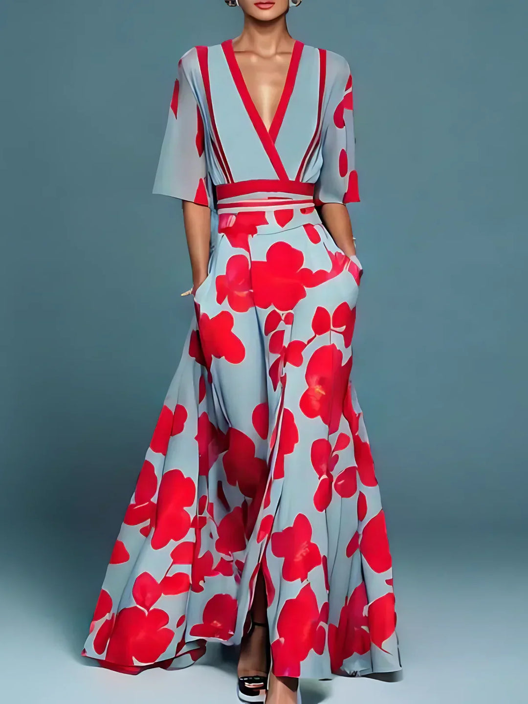 Corinne | Ensemble Deux Pièces Fleuri Élégant