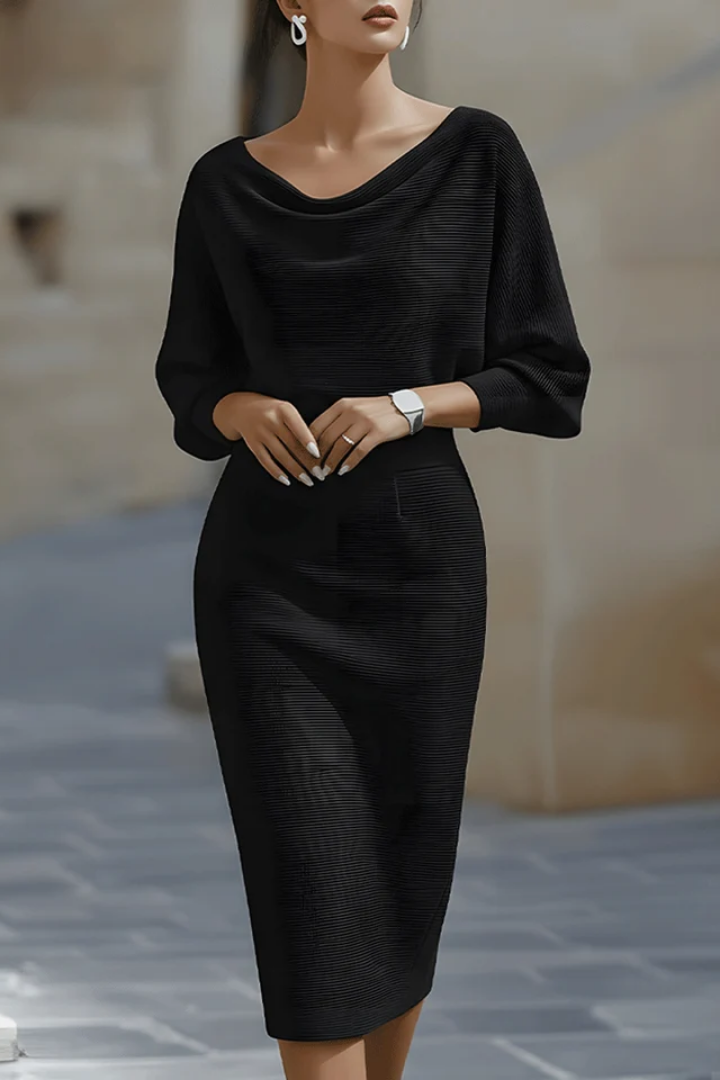 Agathe | Robe Drapée à Manches Chauve-Souris