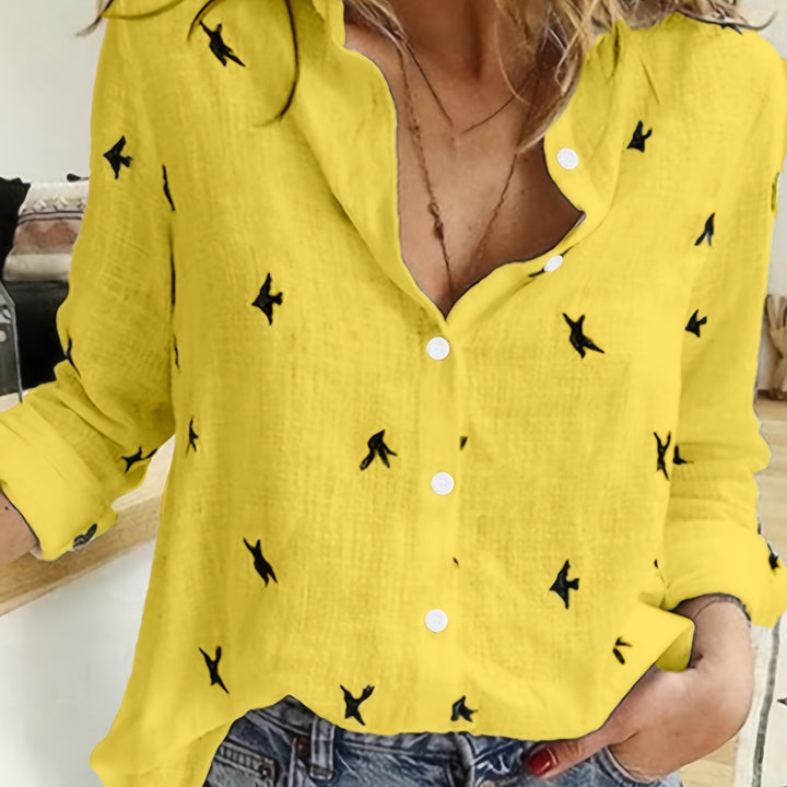 Aline | Chemise Fluide à Imprimé Oiseaux