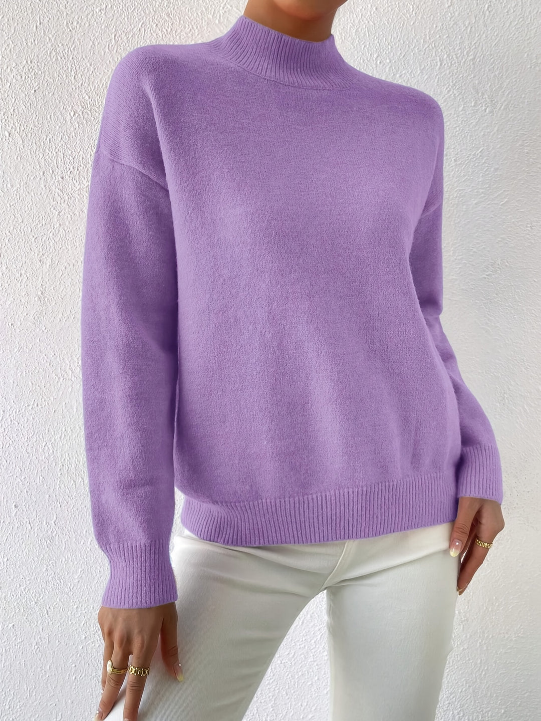 Geneviève | Pull Élégant Col Montant Épaules Tombantes