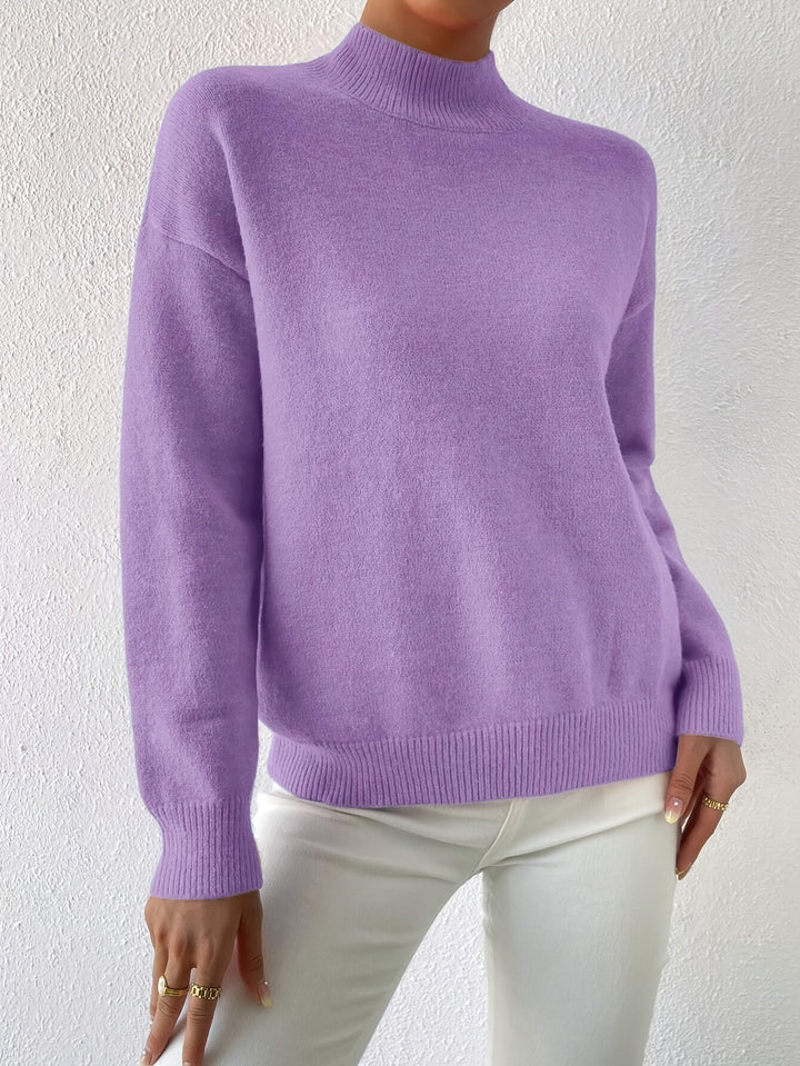 Geneviève | Pull Élégant Col Montant Épaules Tombantes