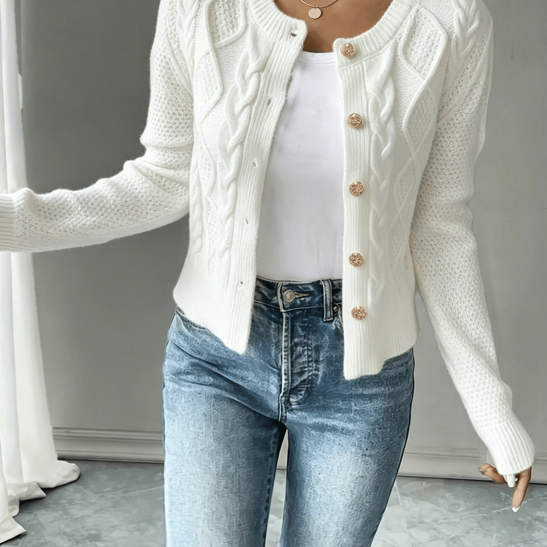 Ariane | Gilet Torsadé à Boutons Dorés