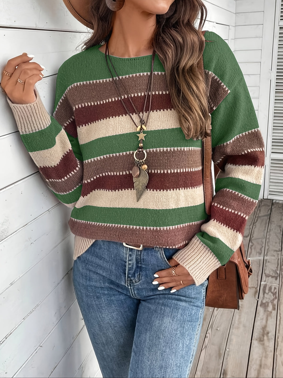 Béatrice | Pull Rayé Col Rond Coupe Ample