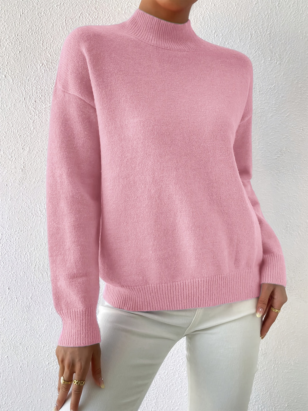Geneviève | Pull Élégant Col Montant Épaules Tombantes