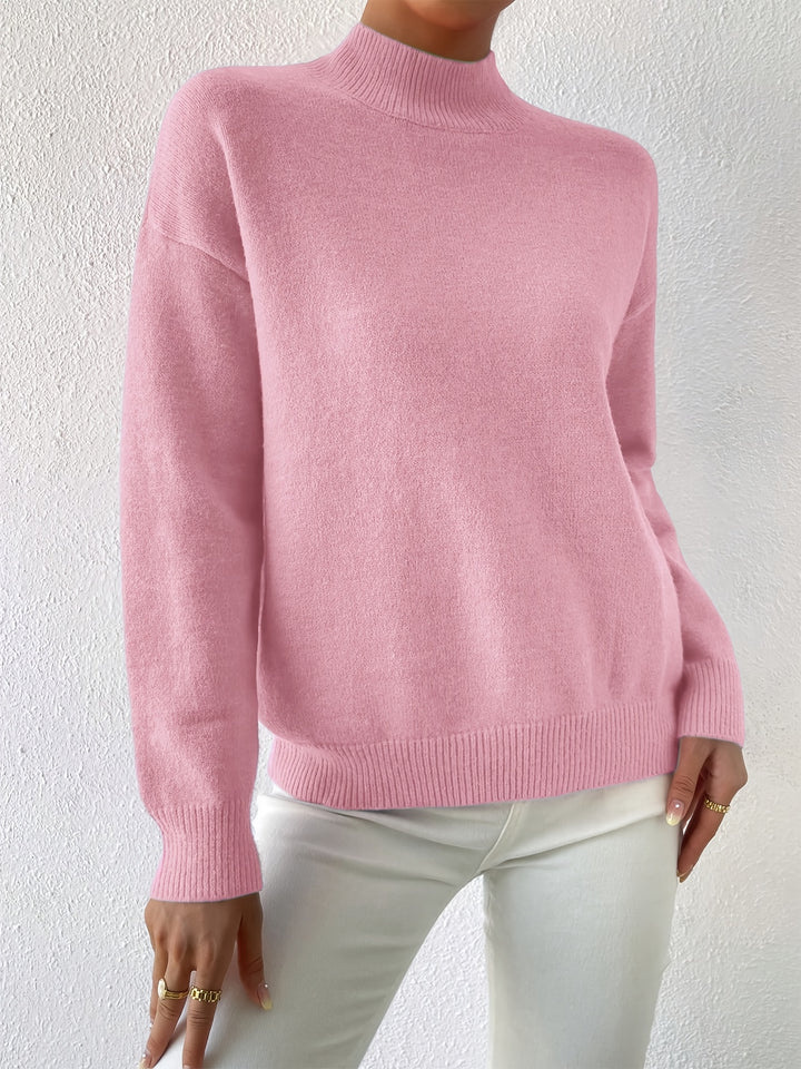 Geneviève | Pull Élégant Col Montant Épaules Tombantes