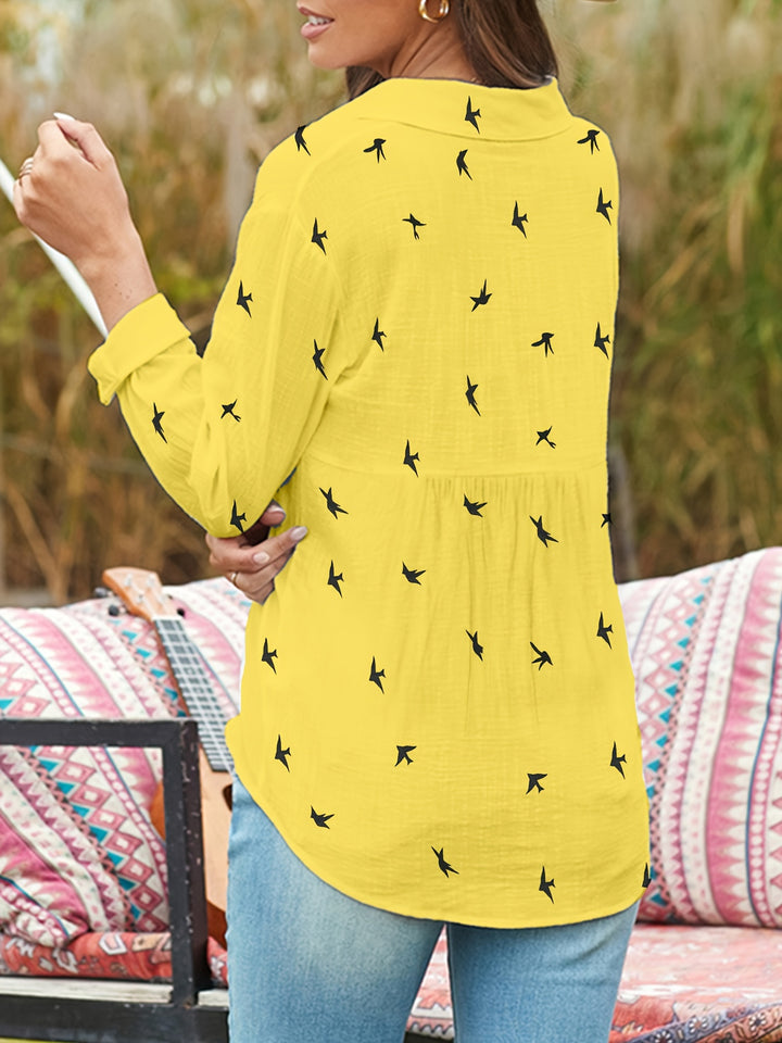 Aline | Chemise Fluide à Imprimé Oiseaux