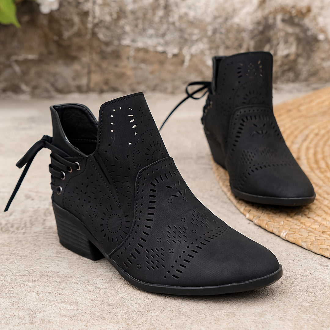Delphine | Bottines Ajourées à Talon