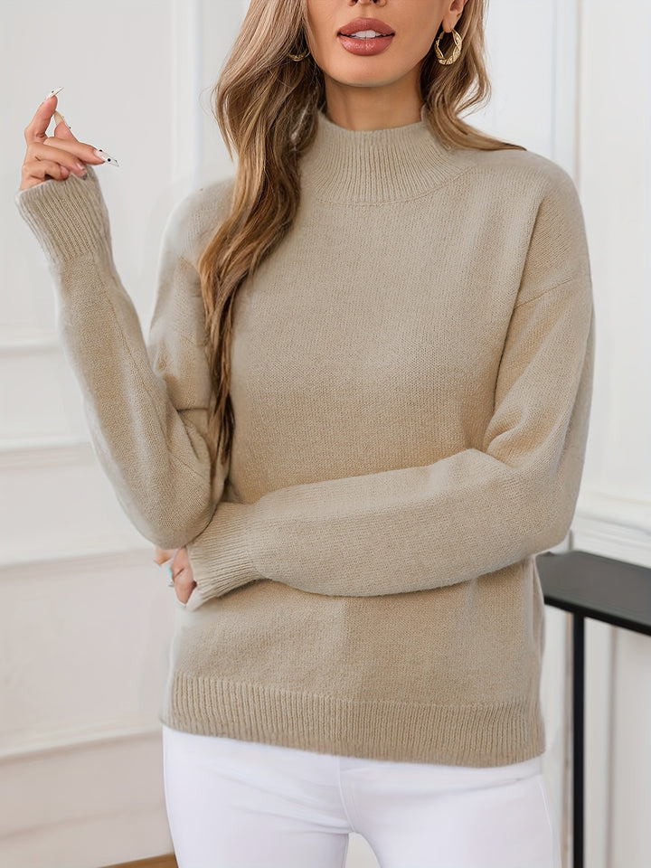 Geneviève | Pull Élégant Col Montant Épaules Tombantes