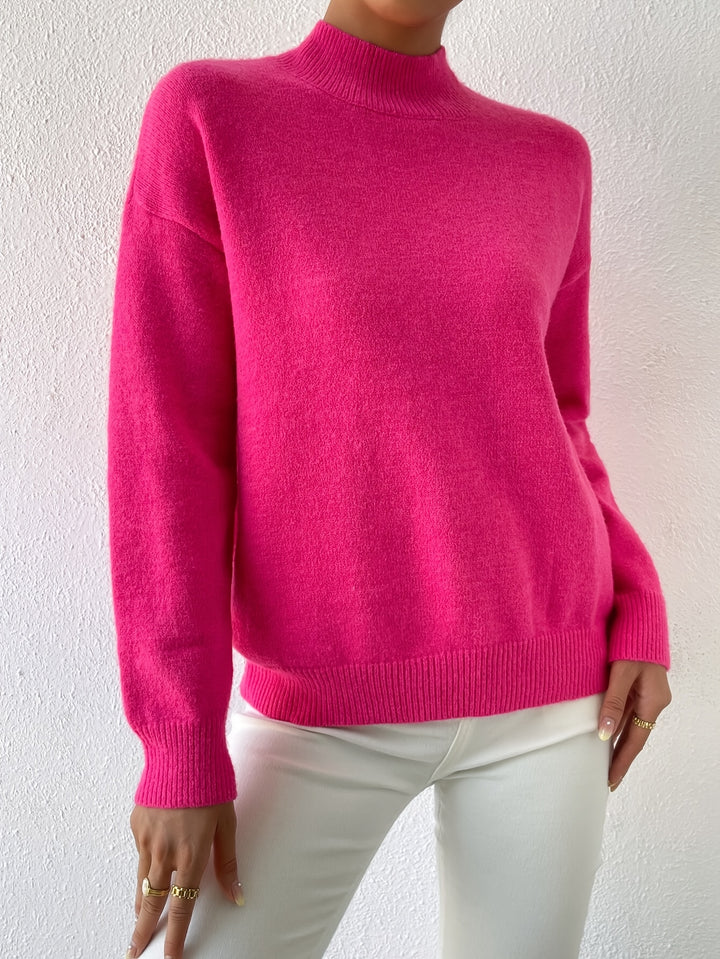 Geneviève | Pull Élégant Col Montant Épaules Tombantes
