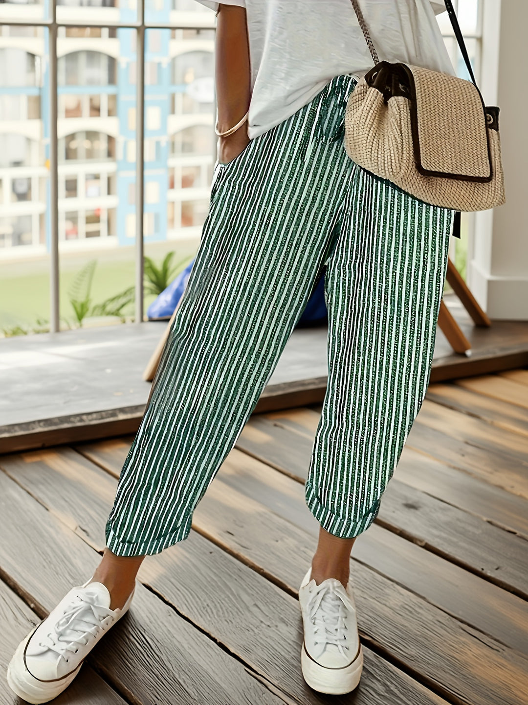 Roseline | Pantalon Fluide à Rayures