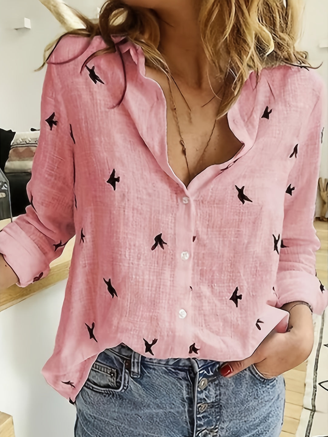 Aline | Chemise Fluide à Imprimé Oiseaux