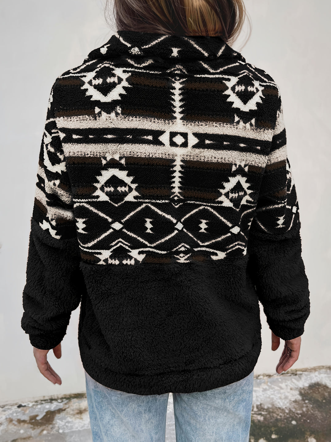 Léonie | Sweat Chaleureux à Demi-Zip et Motif Géométrique