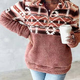 Léonie | Sweat Chaleureux à Demi-Zip et Motif Géométrique