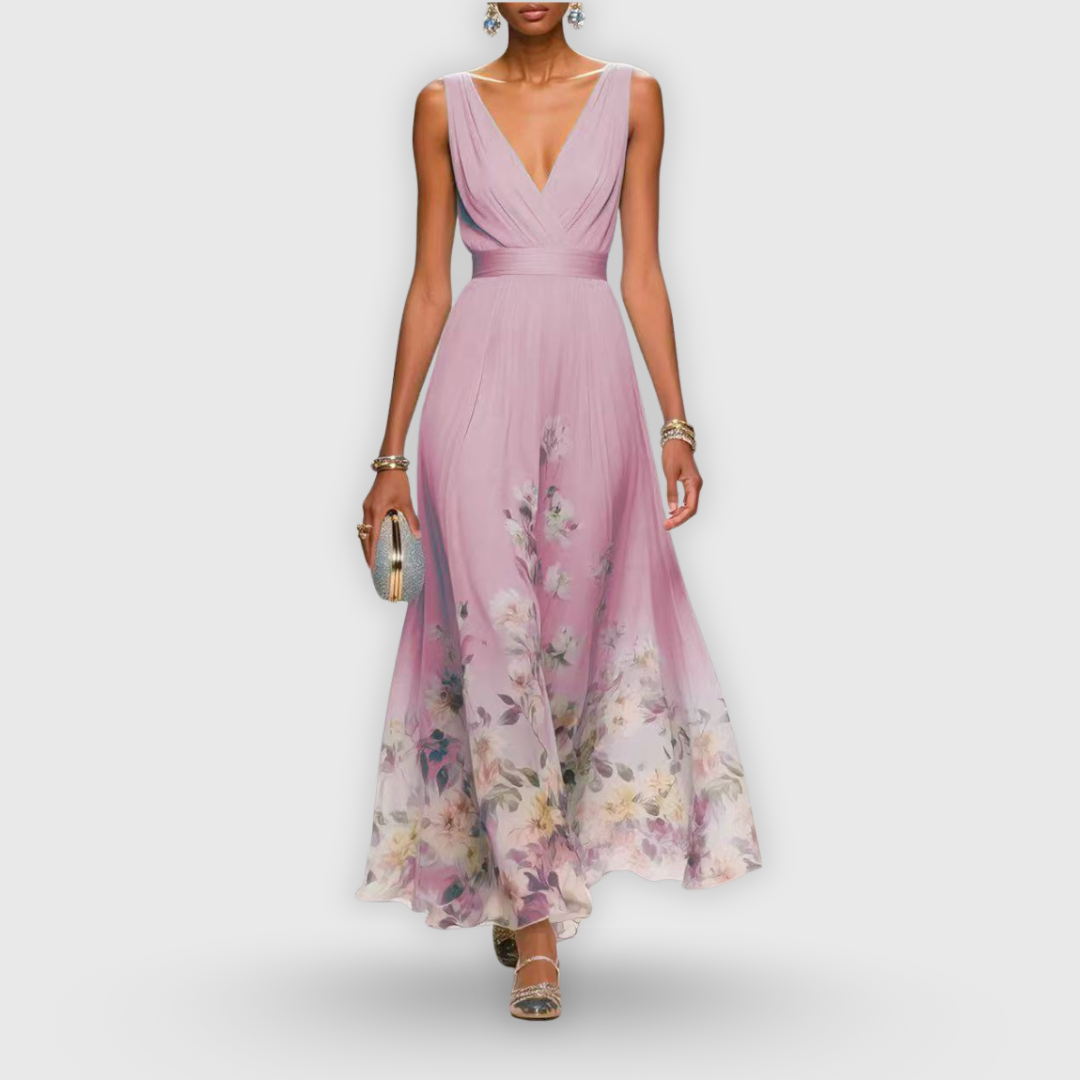 Hélène | Robe Longue Fleurie Sans Manches