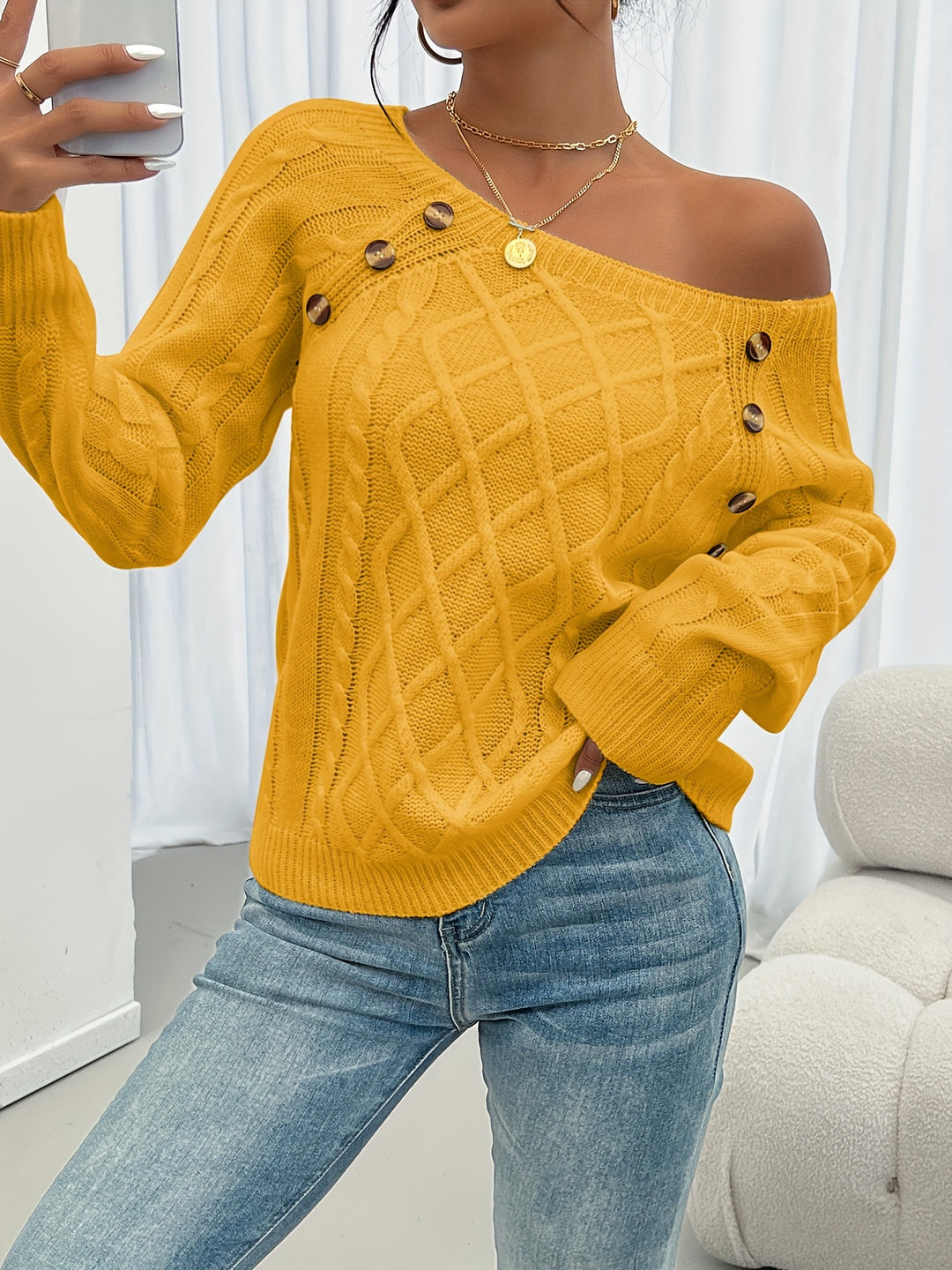 Margaux | Pull Torsadé à Boutons