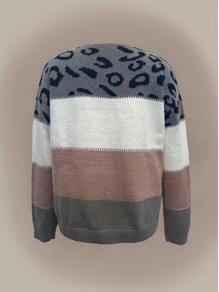 Émeline | Pull Bicolore à Motif Léopard
