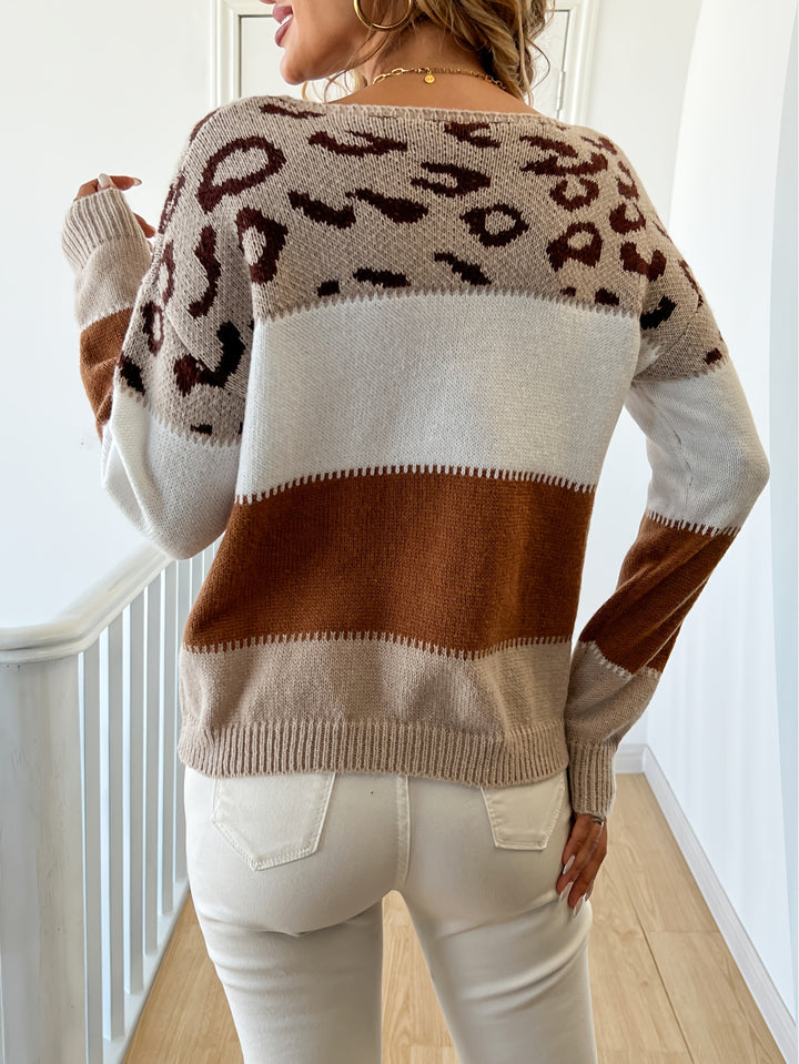 Émeline | Pull Bicolore à Motif Léopard
