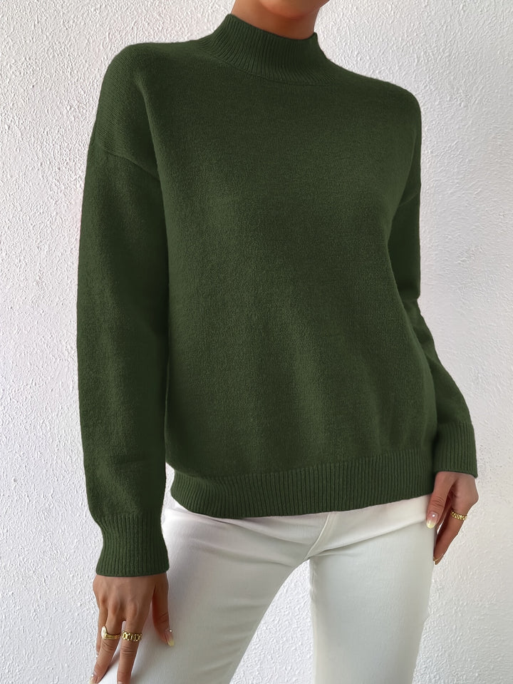 Geneviève | Pull Élégant Col Montant Épaules Tombantes