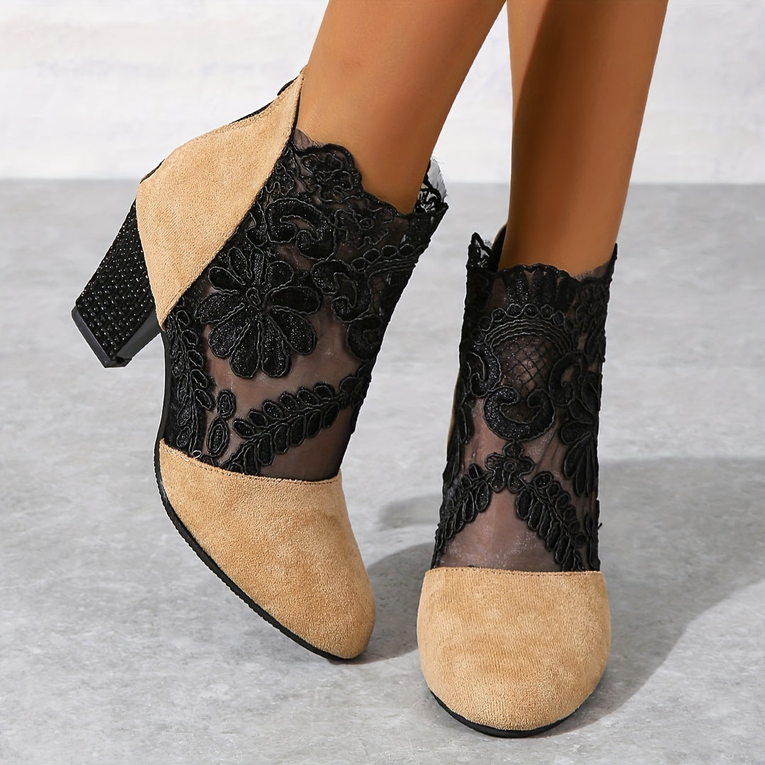 Blanche | Bottines Élégantes à Dentelle Fleurie