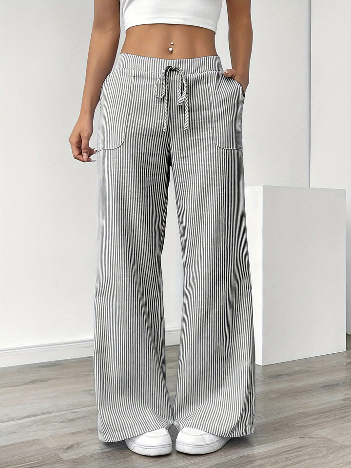 Solène | Pantalon Large à Rayures Fines