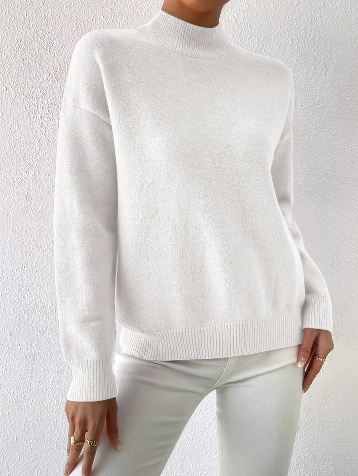 Geneviève | Pull Élégant Col Montant Épaules Tombantes