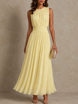 Flavie | Robe Longue Taille Froncée Sans Manches
