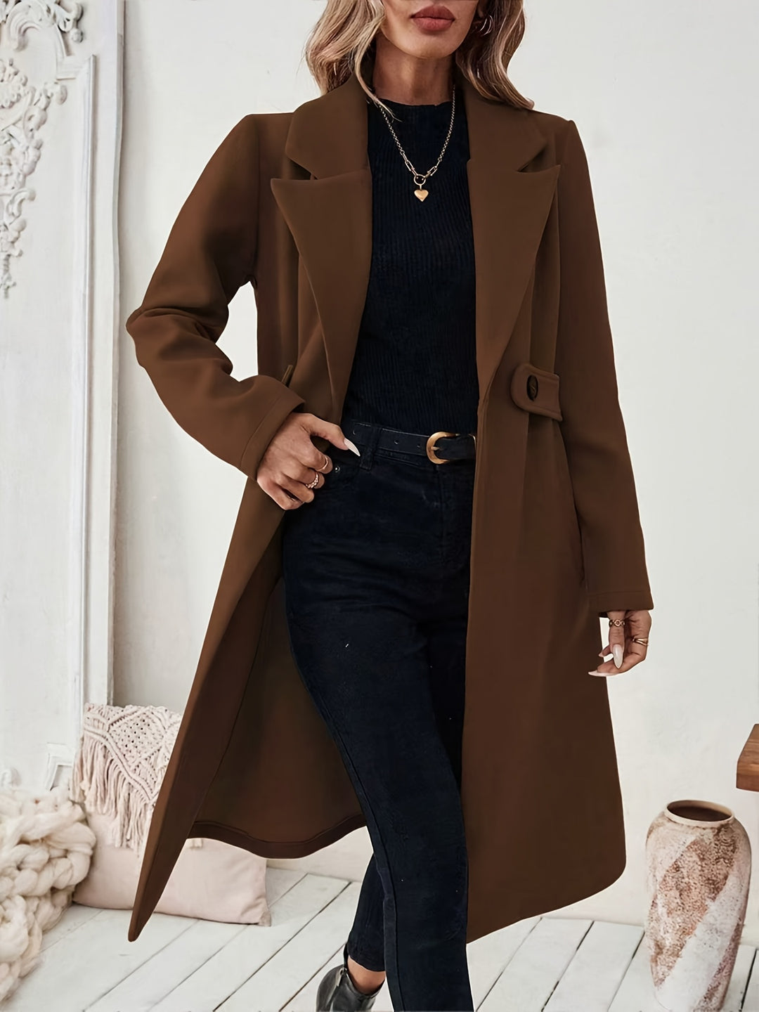 Cécile | Manteau Long Ceinturé Élégant