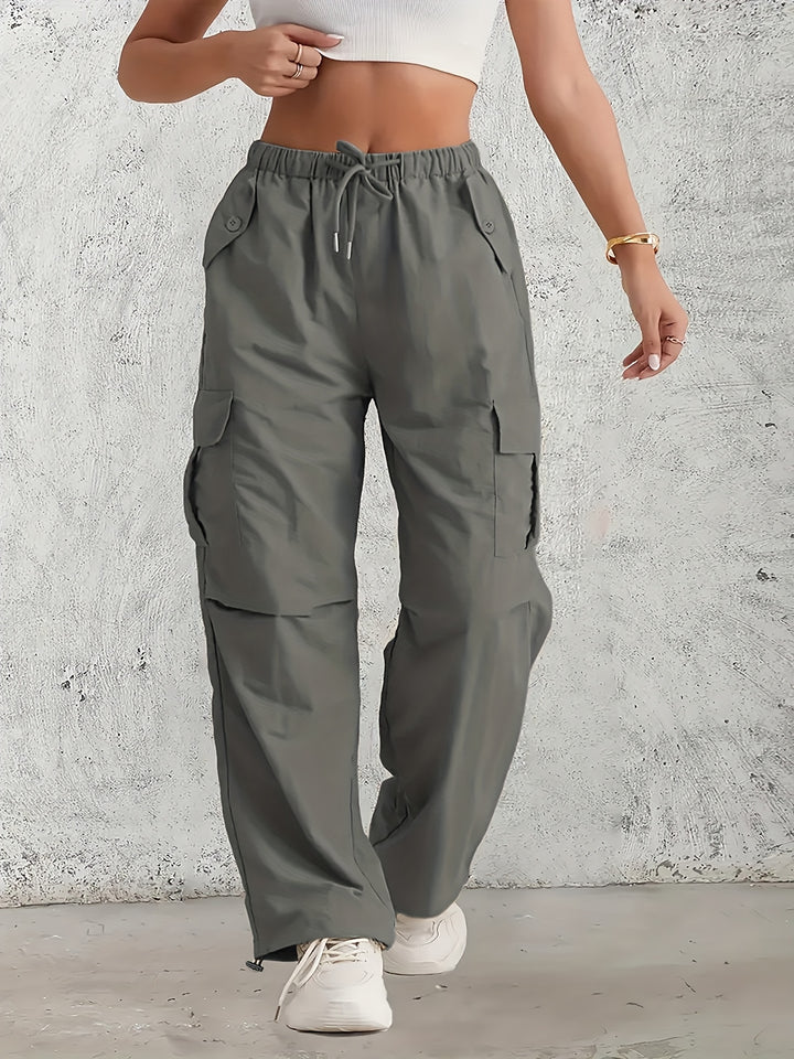 Corinne | Pantalon Cargo Fluide à Taille Coulissée