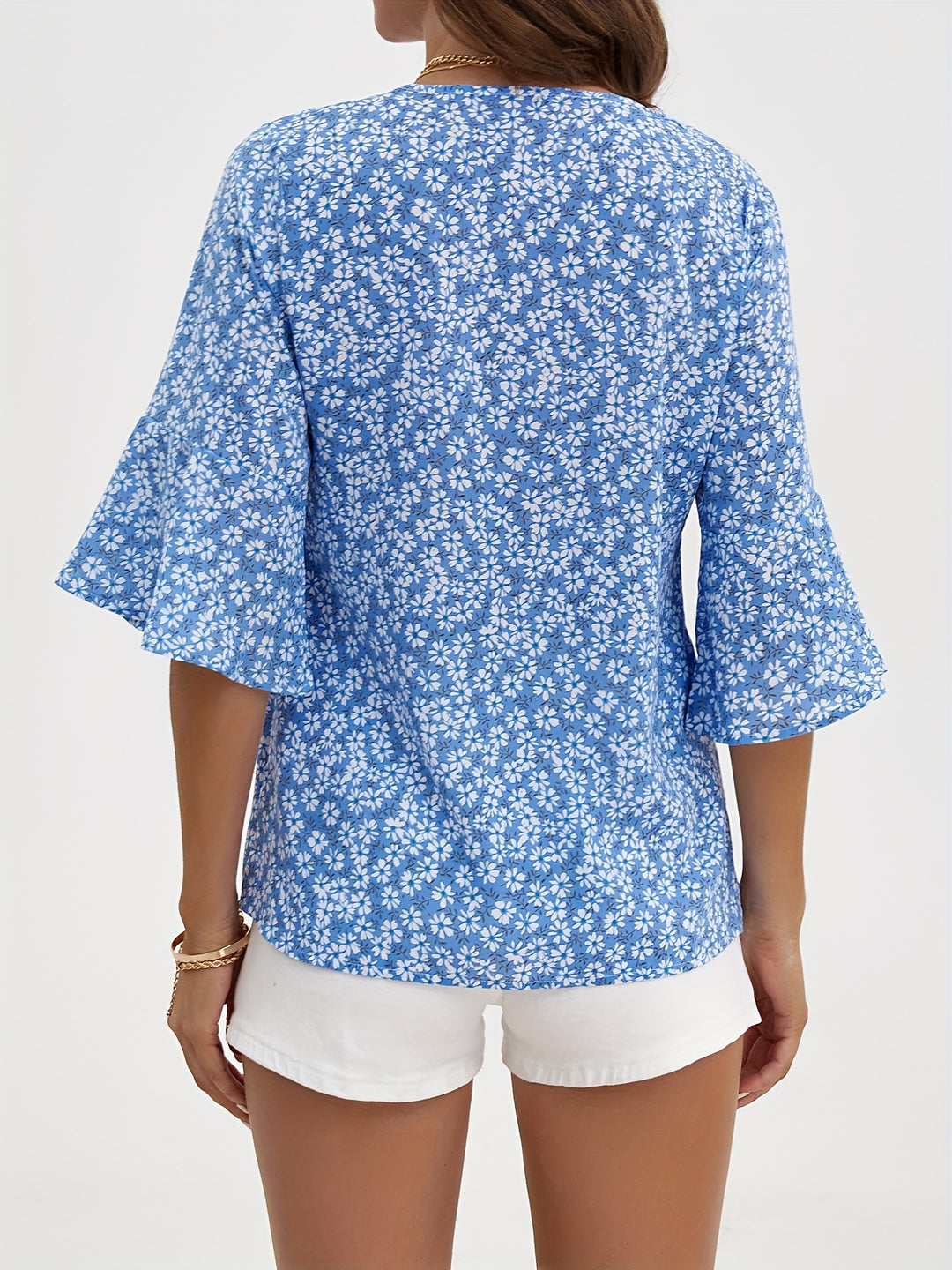 Armance | Blouse Fleurie à Manches Volantées