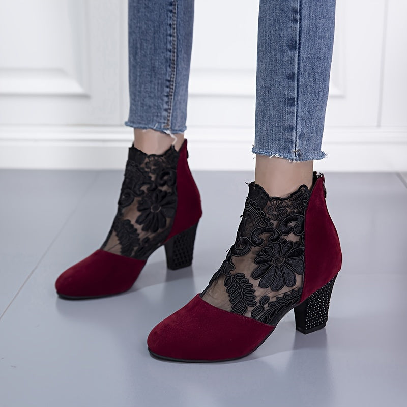 Blanche | Bottines Élégantes à Dentelle Fleurie