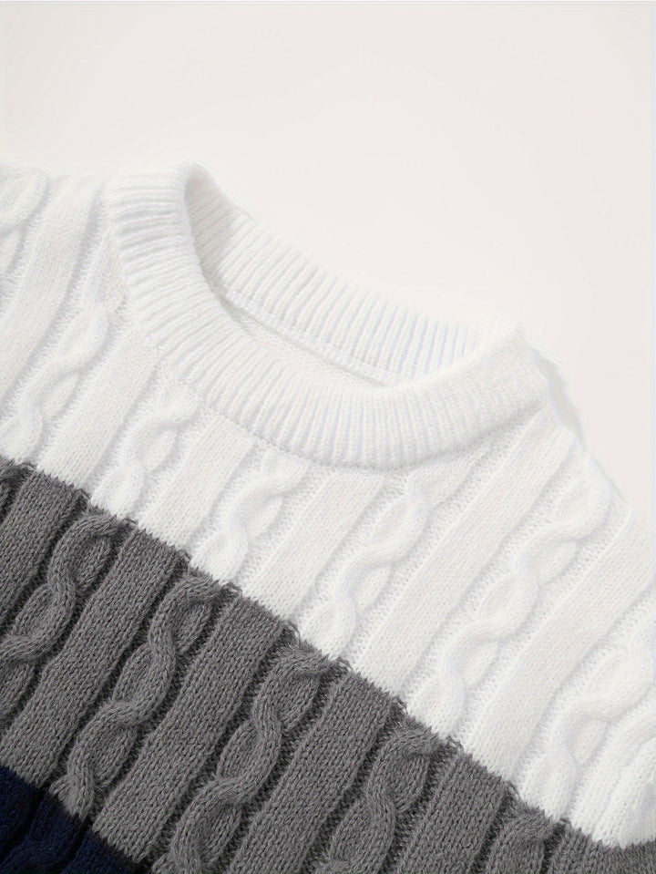 Aurélien | Pull Maille Torsadée Colorblock
