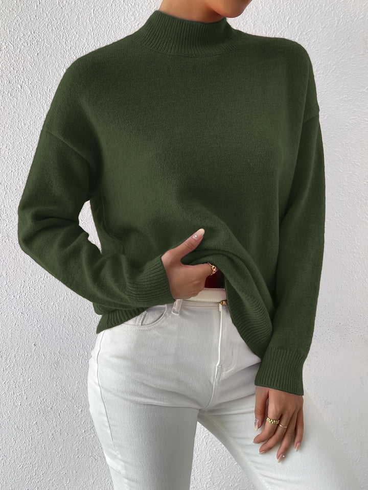 Geneviève | Pull Élégant Col Montant Épaules Tombantes