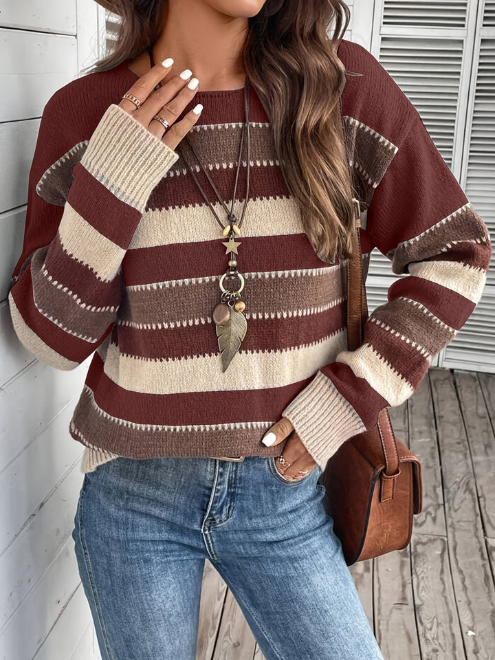 Béatrice | Pull Rayé Col Rond Coupe Ample