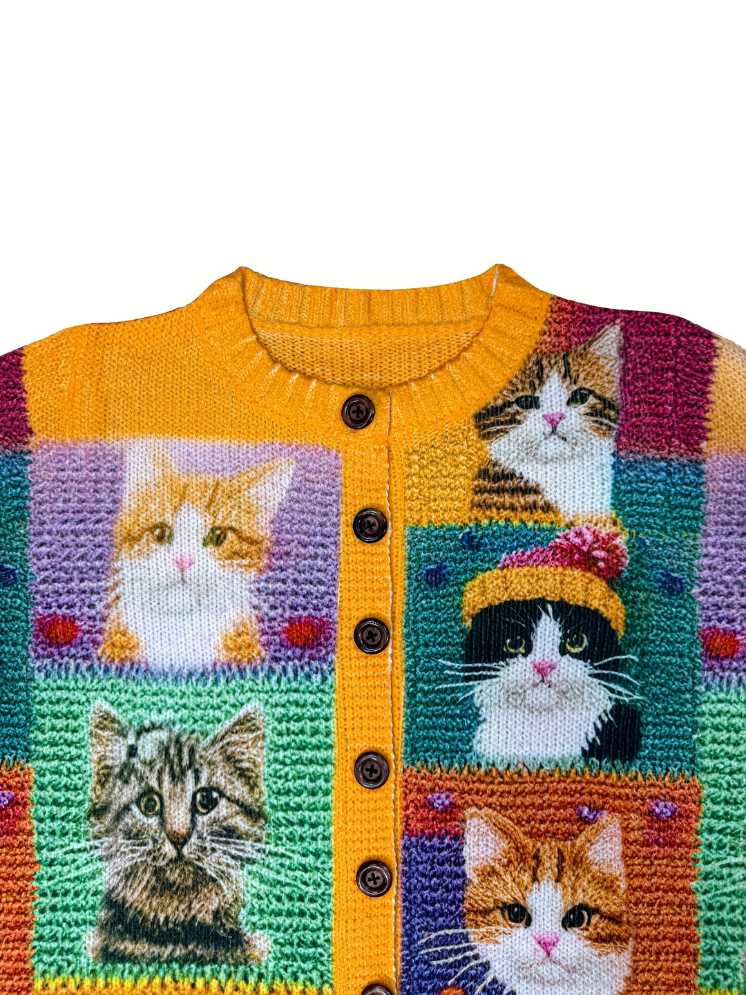 Véronique | Gilet Boutonné à Motif Chats